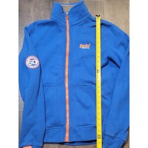 Superdry Orange Label Sport Full Zip Fleece Jacket Blue Sherpa‎ Lined Logo